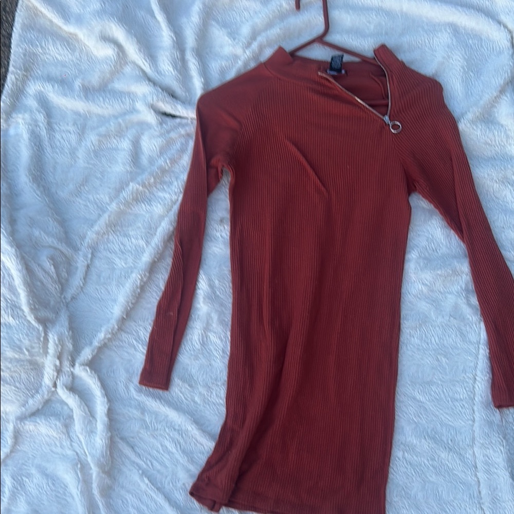 Rue21 Red Long Sleeve Asymmetrical Bodycon Dress